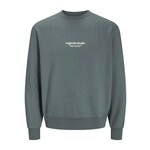 JACK & JONES Sweater majica 'JORVesterbro' tamo siva / bijela 22565240