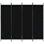 Sobna pregrada s 4 panela crna 200 x 180 cm