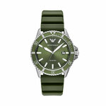 Emporio Armani Analogni sat svijetloplava / maslinasta / srebro