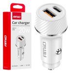 AMiO auto punjač USB-A + USB-C 20W 12/24V AMiO-03878Car charger USB-A + USB-C 20W 12/24V AMiO-03878 AMP-03878